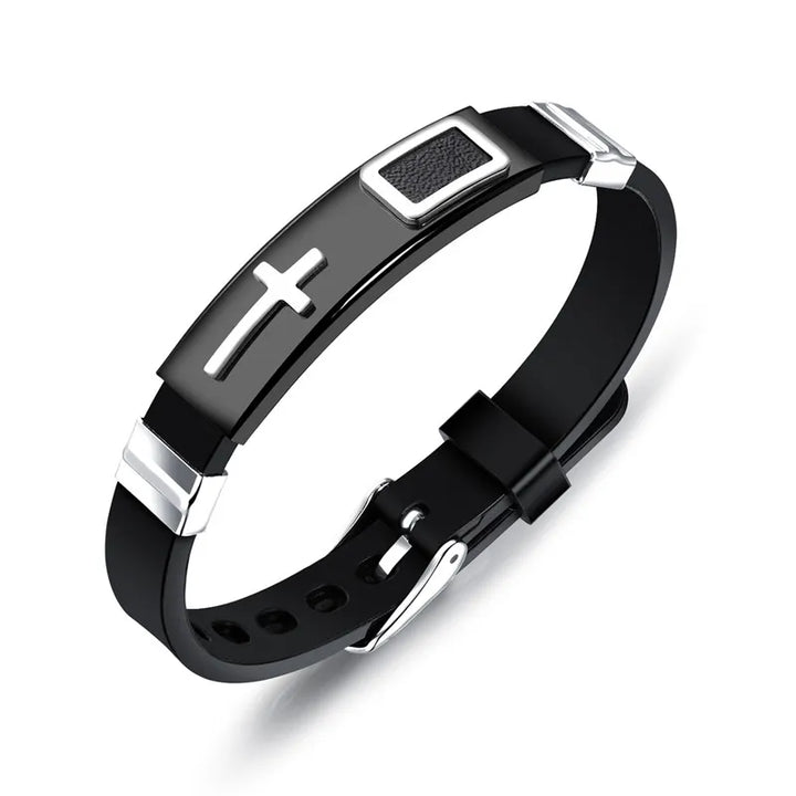 Comprimento ajustável pulseiras de aço inoxidável para homem mulheres relógio banda estilo punk net banda cristão cruz oração masculino