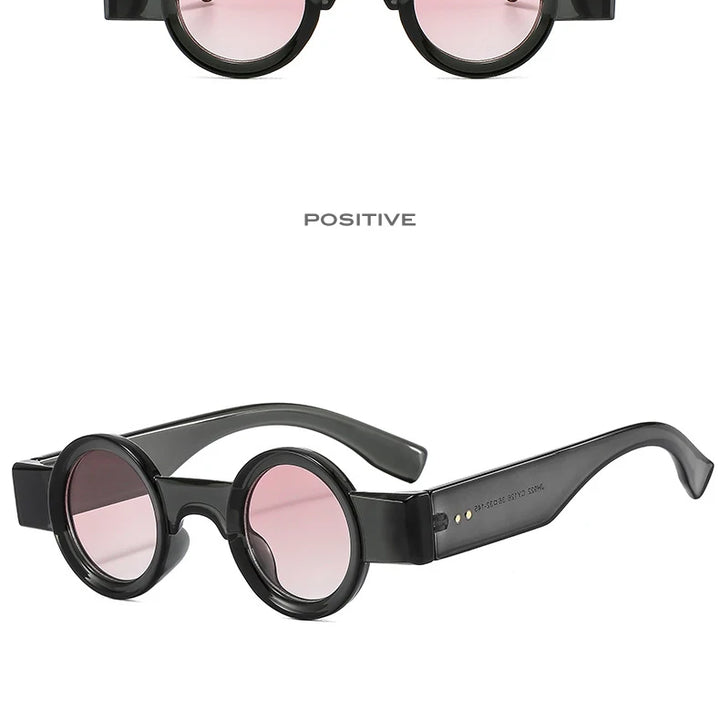 SO&EI Ins Popular Fashion Small Round Sunglasses Women Retro Punk Shades UV400 Men ClaroOcean Lens Trending Rivets Sun Glasses