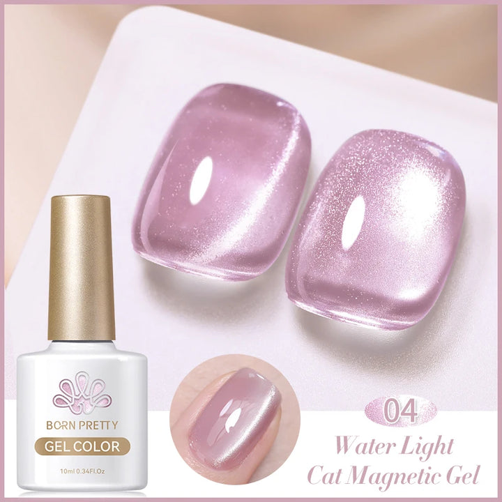 BORN PRETTY 10ml Rainbow Purple Water Light Cat Magnetic Gel Nail Polish Shining Super Sliver-light Holographics Soak Off UV Gel