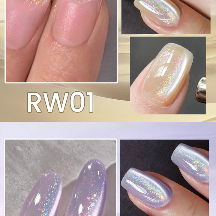 BORN PRETTY 10ml Rainbow Purple Water Light Cat Magnetic Gel Nail Polish Shining Super Sliver-light Holographics Soak Off UV Gel