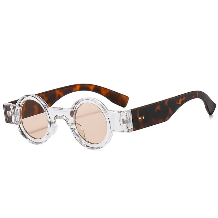 SO&EI Ins Moda Popular Pequenos Óculos de Sol Redondos Mulheres Retro Punk Shades UV400 Homens Clear Ocean Lens Tendência Rebites Óculos de Sol