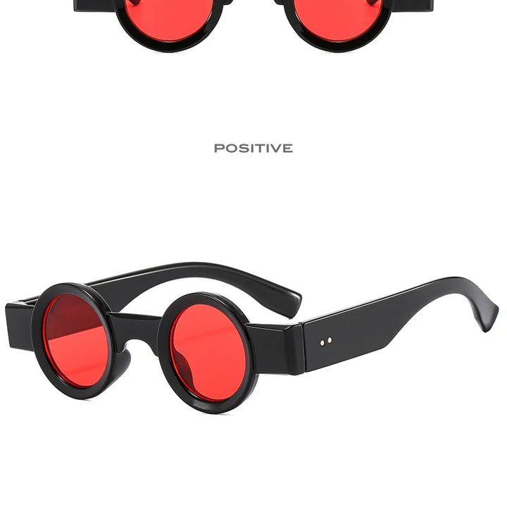 SO&EI Ins Moda Popular Pequenos Óculos de Sol Redondos Mulheres Retro Punk Shades UV400 Homens Clear Ocean Lens Tendência Rebites Óculos de Sol